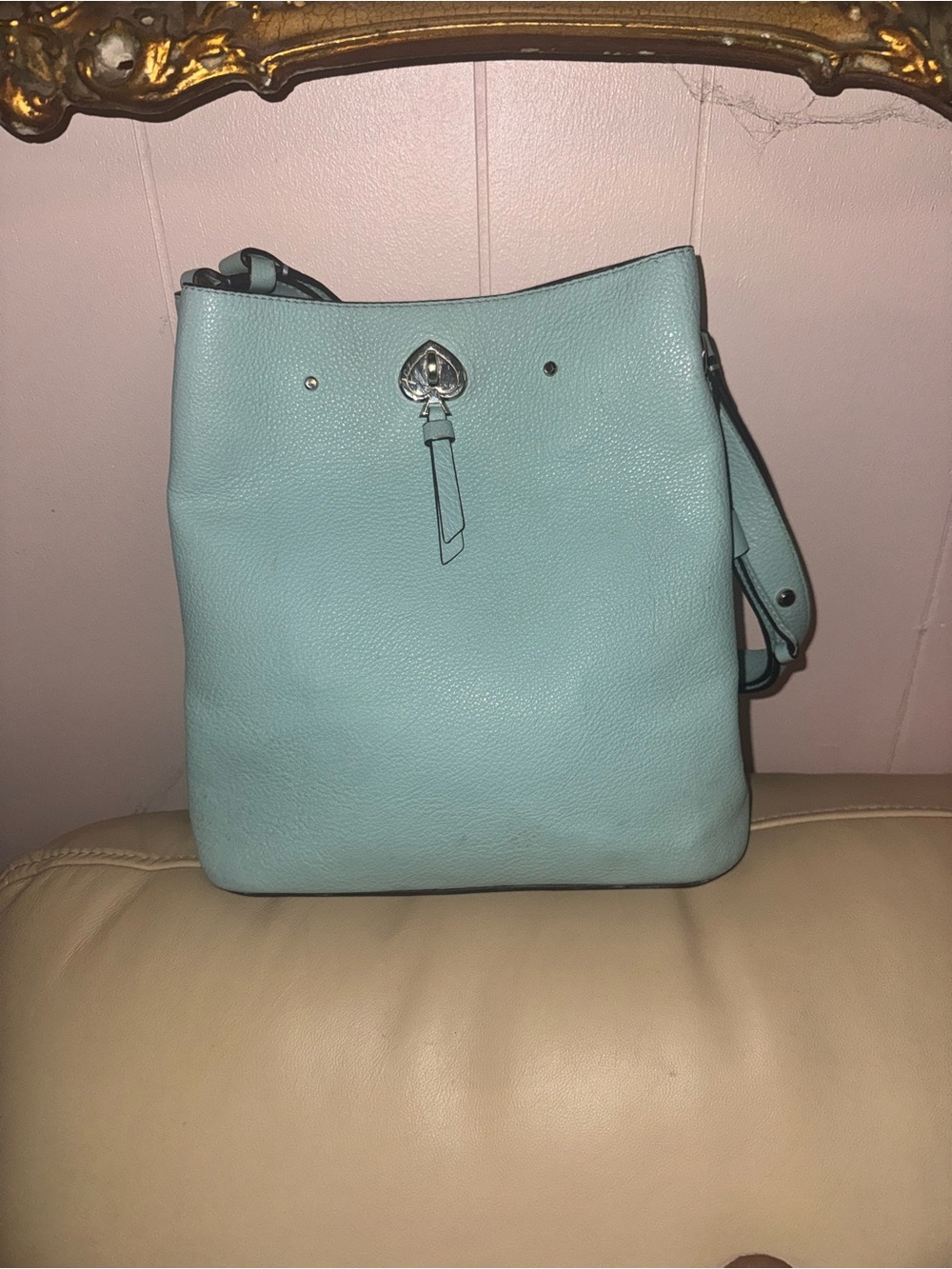 kate spade light aqua leather bucket shoulder bag - Picture 5 of 15